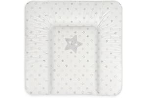 Ceba Baby® Wickelauflage - weiche Wickelunterlage - Baby Wickeltischauflage - 75x72 cm - Abwaschbar - OEKO-TEX® Standard 100 - Made in EU - Grau Sterne - 75 x 72 cm