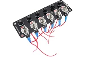 Shkalacar Pannello degli interruttori a levetta, Pannello interruttori a levetta Marino 12-24 V ON/off Impermeabile 6 Gruppi Interruttore a bilanciere con fusibili da 10 A per Auto Nautica