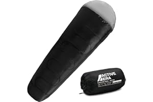 ‎ACTIVE ERA Active Era Mumienschlafsack - Schlafsack Sommer, Frühling, Herbst, 10°C bis 18°- Indoor und Outdoor Camping, Festivals - Sleeping Bag - Ultraleicht Schlafsack Kleines Packmaß – Schwarz