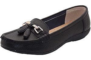 JO & JOE Femme Cuir Plat Mocassin Femmes Décontracté Confortable Cuissard Talon Bas Compensé Chaussures Travail
