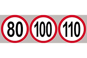 Lot Disques de limitation de vitesse 80-100-110 rouge - 10cm - Autocollant(sticker)