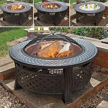Wido Copper Round Steel Garden Patio Firepit Outdoor Chimenea Bowl