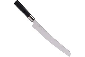 KERSHAW Kai Wasabi Black Couteau à pain, couteau, couteau de cuisine, couteaux à pain, acier inoxydable, 23 cm, 6723b