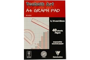 EXACOMPTA Clairefontaine - Ref XPG3Z - Technik Art - Graph Pad, A4 210 x 297mm, 2/10/20mm Blue Printed Grid Pattern, 40 Sheets Per Pad, Suitable for Photocopying - Blue & White