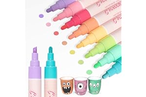 APOGO Chalk Pens for Blackboards & Windows Erasable, 8 Colors Liquid Chalk Pen, 6mm Reversible Tip Window & Chalkboard Pens, Markers for Glass, Mirrors, Whiteboard, Food Menu, Signs