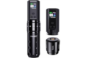 MAST TATTOO Mast Fold2 Pro Pen Máquina de Tatuaje Rotary Inalámbrica Tattoo Gun 7 Stroke Length de Batería 2000mAh Powerful Motor by Mcore Smart Display Screen para Artistas Profesionales (WQP-076-10YMX)