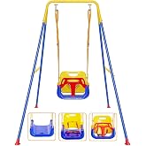 3 in 1 Baby Swing, Outdoor Garden Swing, Foldable Metal Stand and Instructions, Easy to Assemble and Store, Suitable for Chil
