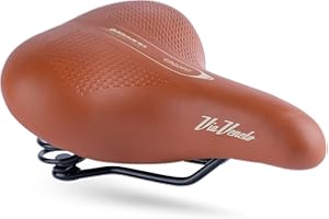 VIA VENETO BAZAM Via Veneto the Original - Sella Bici Vintage con Molle Volare XL Ergofit by Bassano Selle, Made in Italy, Sellino Retrò Comodo e Ergonomico, Adulto Unisex, Colore Pelle Marrone