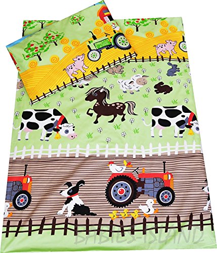 Babies-Island A 2 Piece Bedding Set Pillowcase+Duvet Cover For Baby Toddler To Fit Cot/Cot Bed - FARM (90x120cm)