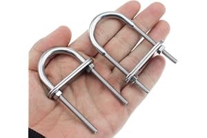 JPGhaha 4 Piezas Pernos en Forma de U M5 79 x 41.5 mm Pernos en U Redondo de Acero Inoxidable 304 con Tuercas y placas Tornillo en U Soportes Remolque de Barco Juntas para Fijación de Tubería