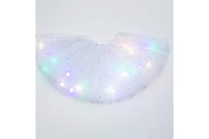 GSDGV Faldas tutú para niñas, falda tutú con luz LED, falda tutú de tul luminoso, falda de baile LED de princesa, disfraz de baile de ballet para fiesta de Navidad