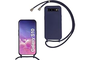 MBSLFY Silikon Handykette für Samsung Galaxy S10 Hülle mit Band, Silikon Necklace Handyhülle mit Abnehmbar Kordel zum Umhängen Stossfest Bumper Handy Schutzhülle für Samsung S10, Navy blau