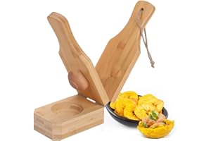 AIDNTBEO Tostonera - Triturador de plátanos de madera verde para plátanos fritos, patatas fritas y tazas de tostones