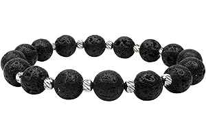 Power Ionics Chakra Armband mit Echten Steinen (Turmalin, Tigerauge, Obsidian, Lavastein) & Perlenarmband für Herren & Damen, 17,5-21 cm – Armbänder für Männer als Geschenk oder Freundschaftsarmband