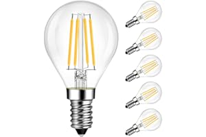 LVWIT Lampadine LED E14 Luce Calda 2700K, Lampadina 4W Equivalenti a 40W, 470LM, Lampadina LED Filamento G45 Stile Vintage Retrò, Risparmio Energetico, Non Dimmerabile, Pacco da 6 Unità