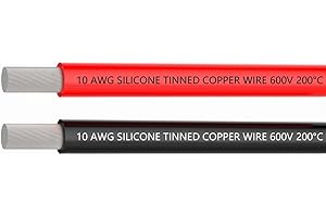 TUOFENG 5.3mm² Electrical Wire Battery Cable 3 Meter [1.5 m Black and 1.5m Red]10 AWG Silicone Wire Tinned Copper Wire High Temperature Resistance,Solder Through Quickly