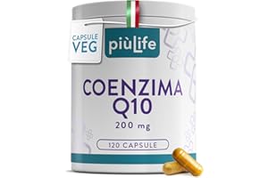 +LIFE Coenzima Q10 200mg PiùLife – 1 al giorno – CoQ10 da Ubiquinone, Antiossidante Antiage, Integratore Pelle e Sistema Immunitario – Energia Contro i Radicali Liberi – Coenzyme Q10 120 Capsule