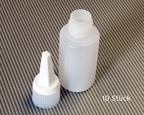 10 x 50ml Kunststoffflaschen, Plastikflaschen aus HDPE mit weißen Spritzverschlüssen bzw. Tropfverschlüssen, chemikalienresistent - 2