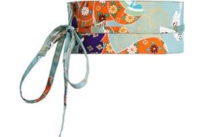 thefancypumpkin Kimono japonés Yukata para mujer, cinturón Obi, cintura Harajuku