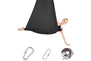‎IPALAMILA iPalamila Aerial Yoga Hängematte Set,Yoga Hammock 200 Kg Max(Schwarz,150x280CM)