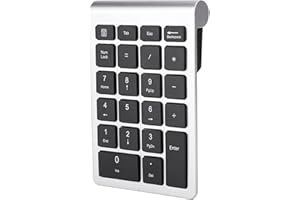 LenTLy Pavé Numérique 22 Touches, Mini Clavier sans Fil USB 2,4 G avec Récepteur, Conception Ergonomique, Vitesse de Rebond Rapide, 80 Heures D'utilisation pourVista/7/8/10 (Argent Noir)