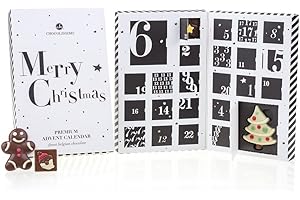 CHOCOLISSIMO Calendario dell'Avvento Black - Cioccolato - Calendario dell'Avvento con 24 barrette di cioccolato e figure | Cioccolato | idea regalo | Stagione dell'Avvento | Natale | Regalo dell'Avvento
