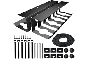 OASHISU Kabelkanal Schreibtisch 2 Stück Kabelmanagement Schreibtisch Kabelhalter Kabelwanne Tisch für Ordnung am Arbeitsplatz Komplettset mit Kabelschlauch Kabelführungen Kabelführung Schwarz (Stil-3)