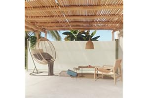 puraday 180x500 cm Seitenmarkise Ausziehbar Creme Terrassen-Sichtschutz Balkon Seitenwand Stilvolle Seitenmarkise Wind- Und Sonnenschutz Sichtschutz Und Einfache Installation