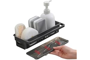 Genérico Organizador Cocina - Organizador Fregadero Cocina, Soporte Estropajo, Porta Estropajos Fregadero, Escurridor estropajos Fregadero, Organizador Fregadero - sin taladrar y Bandeja Desmontable