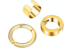 LAFATINA 3PCS Clip On Hoop Earrings for Men Women Non-Pierced Helix Cartilage Ear Cuffs Punk Rock Earrings
