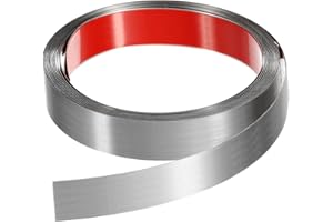 QUARKZMAN 5m x 25mm Zierleisten Selbstklebend, Wandleisten zum Aufkleben und Anbringen von Rahmen, Edelstahlleiste mit gebürstetem Finish für Wand, Decke, Schrank, Fliesenkante, Silber