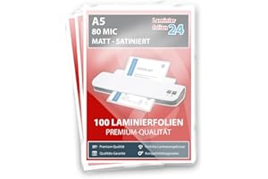 LAMINIERFOLIEN24 XLam Laminierfolien A5-2 x 80 Mic - matt - 100 Stück - PREMIUMQUALITÄT FÜR PERFEKTE LAMINIERERGEBNISSE