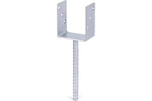 Alberts 214265 U-Pfostenträger | mit Betonanker aus Riffelstahl | feuerverzinkt | lichte Breite 91 mm | Länge Betonanker 200 mm