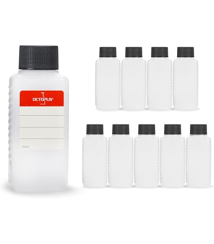 10x 500 Ml HDPE-Kunststoffflaschen Mit Bunten Deckeln – 25 Mm Gewinde, Inkl. Etiketten