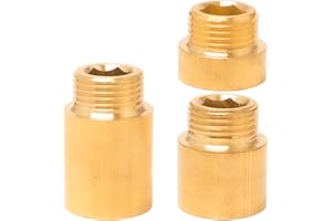 Sixfolo Extensión de Grifo 1/2 Pulgadas 3 Piezas Extensión Grifo de Latón Prolongación para Grifo de 1/2" Racor Prolongación para Instalación de Agua Potable y Calefacción (10 mm 20 mm 30 mm)
