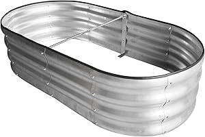 Mardili Raised Garden Bed Kit, Sliver Galvanized Raised Planter Box Outdoor for Vegetables, Large Bottomless Metal Raised Bed for Herb, Growing Fruits, Flower (4x2x1 ft)