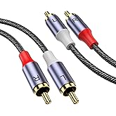 MOSWAG RCA Stereo Cable,2RCA Male to 2RCA Male Stereo Auxiliary Audio Cable Subwoofer Cable 3.28ft/1M, 24K Gold Plated Nylon