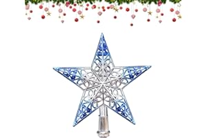 DURDIIY Gwiazda Choinki z Cekinami 20 cm - Boże Narodzenie, Złota na Koronę Choinki, Srebrny Niebieski Ozdoby Choinkowe Dekoracja