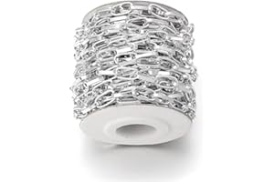 Jaydis 15 Feet Aluminum Paperclip Chains 10x4.5x1.3mm Unwelded Oval Link Cable Chains Necklace Silver Plated with Spool for DIY Craft Bracelet Jewelry Making