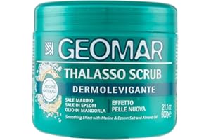 GEOMAR | Thalasso Scrub Corpo Dermolevigante, Effetto Pelle Nuova, Con Sale Marino, Sale di Epsom e Olio di Mandorla, Made in Italy, 600 g