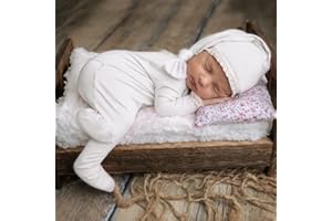 ISAKEN Neugeborene Baby Girl Boy Crochet Knit Kostüm Foto Fotografie Prop Hüte Outfits, Neugeborene Foto Prop Strampler Hüte Kostüm Kleinkind Zubehör für 0-6 Monate