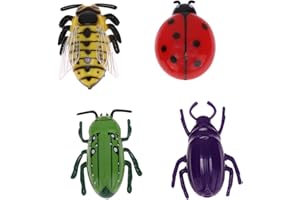 Happyyami 4 pezzi giocattoli per gatti teaser insetti elettrici interattivi animali domestici coleottero auto elettrico walking insetto mini giocattolo con batteria pulsante (stile misto)