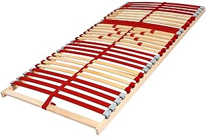 Coemo Lattenrost Ruby 120 x 200 cm 7-Zonen 28 Leisten Kopfteil und Härtegrad verstellbar für Jugendbetten - für alle Matratzenarten | Schlaftypen