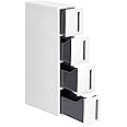 SONGMICS Storage Tower on Wheels, Narrow Kitchen Column, 4 Tier Plastic Shelf, Space Saving, 45 x 17 x 84 cm, White and Grey KFR008G01