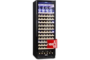 Klarstein Cantinetta Vino Design da Incasso, Cantinetta Vino Refrigerata a Zona Singola per Vino Rosso, Bianco e Birra, Controlli Touch, Frigo Vino Cantinetta per Esterno/Interno, 433L, 165 Bottiglie