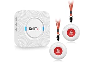 CallToU Wireless Personal Alarms for Elderly Call Button Panic Alarm 500ft Nurse Call Bell Patient SOS System for Home/Personal Caregiver Pager with 1 UK Plug-In Receiver 2 Waterproof Buttons