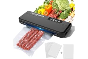 FENGQ Macchina Sottovuoto per Alimenti, Macchina Sottovuoto Alimenti, Macchina Sigillatrice Automatica, Sigillatrice Automatica per Alimenti Secchi che Umidi, con 10 Sachetti Sottovuoto