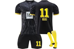 Senmubery Fußball Trikot für BVB Trikot Set 23/24 Hause/Auswärts Trikot Kurzarmtrikot Shorts Socken Set für Fußballtrikot für Erwachsene und Kinder