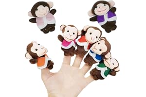 Fingerdocka, djur docka, apa, finger docka, 7 delar, finger, gosedjur, apa-docka, fingerdocka, fingerdockset, rollspel
