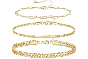 RIXERKOC Oro Tobilleras para Mujeres 14K Chapado en Oro Tobilleras Pulseras hechas a mano en capas Tobilleras Exquisito Regalos para Mujeres Niñas